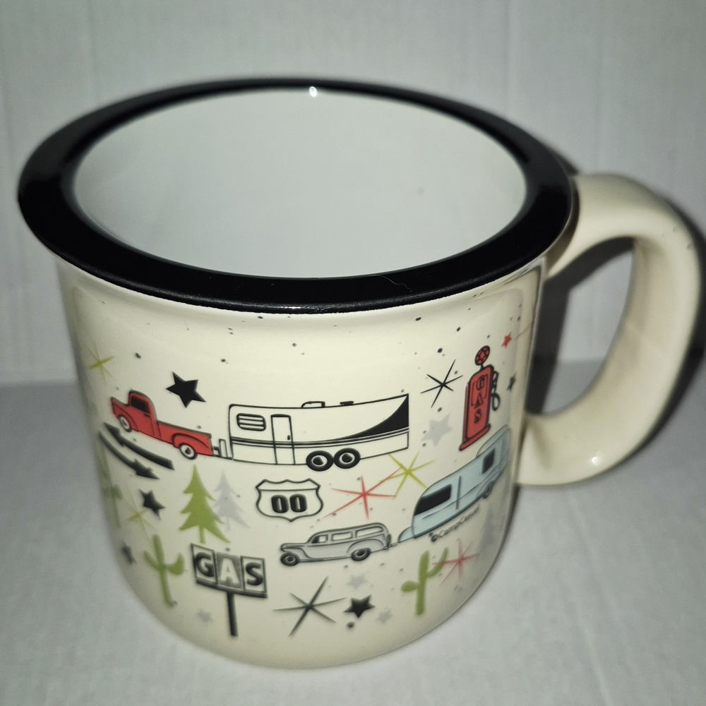 Vintage Camping Mug with Black Rim